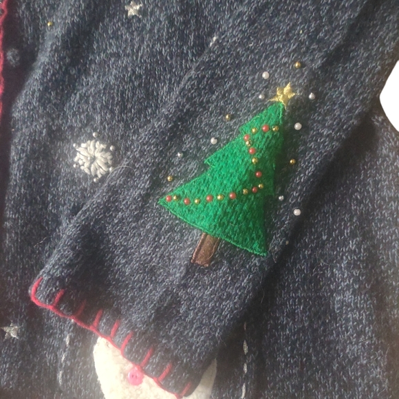 Designers Originals sweater women's vintage cardigan Christmas holiday Blue - Picture 5 of 8